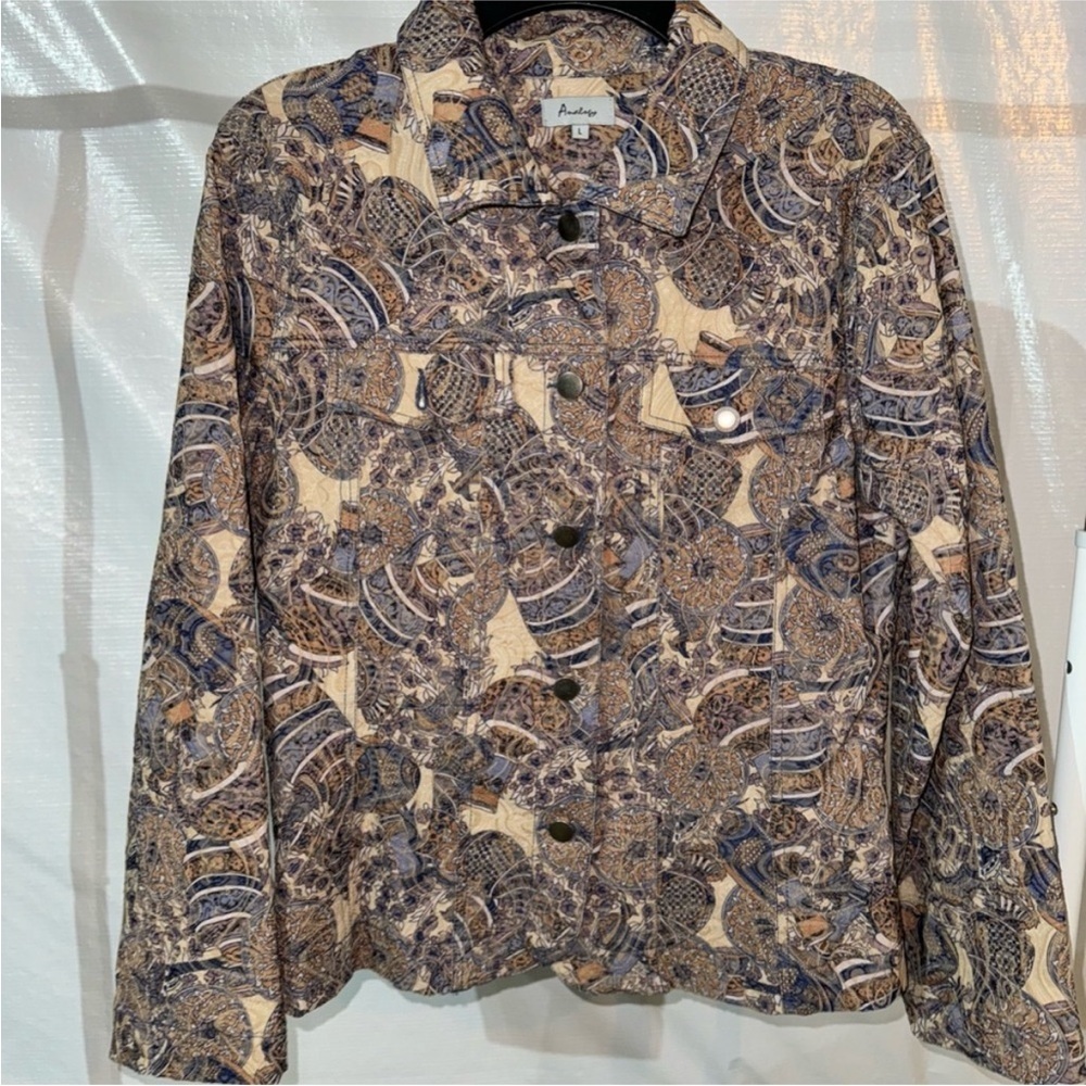 Women's Patterned Jacket - Blue and Cream